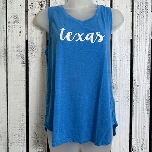 TEXAS Home Free V-neck Sleeveless Light Blue Tank Top Size Large‎ Relaxed Fit